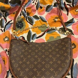 Louis Vuitton Monogram Loop Hobo Shoulder Bag in Brown with Gold Hardware